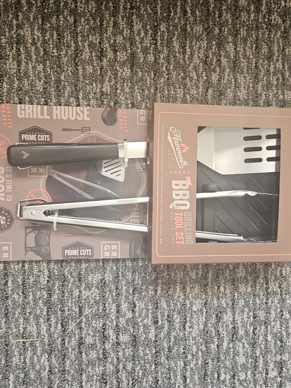 Black & Silver BBQ Grilling Tool Set - Tongs and Spatula